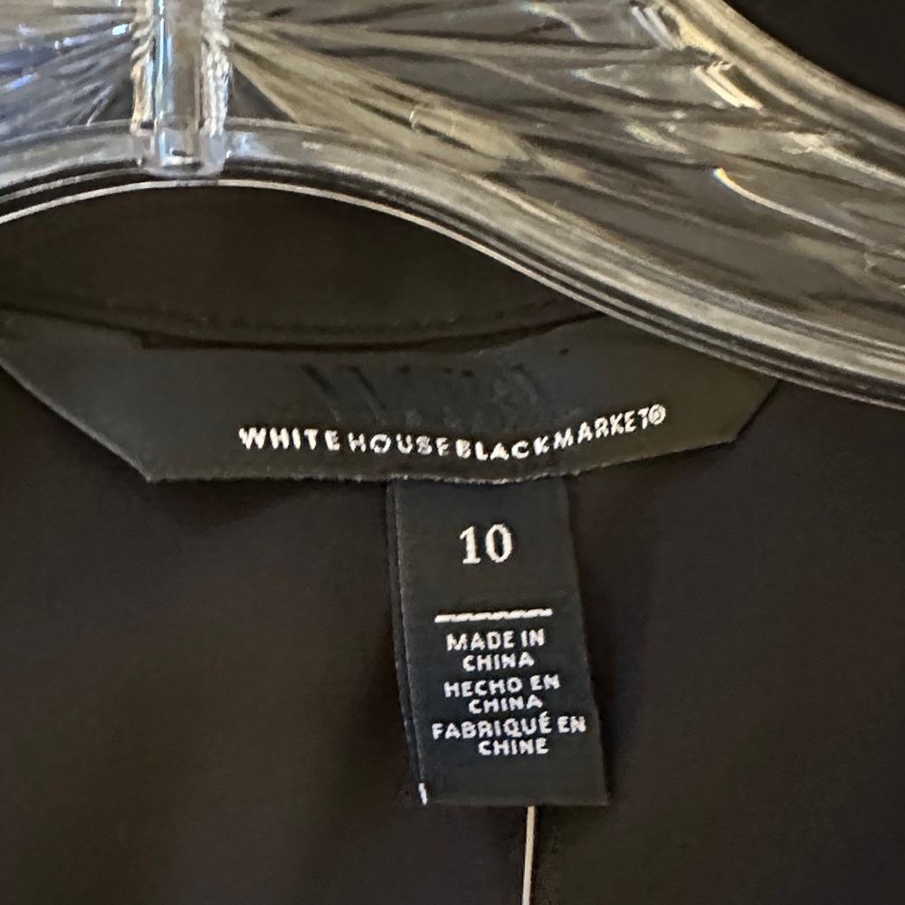 White House Black Market Black Sleeveless Button-Front Midi Dress with Tie - Picture 4 of 4